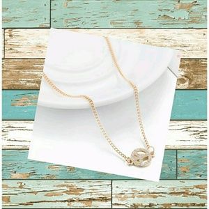 Petite Rhinestone Peace Sign Necklace